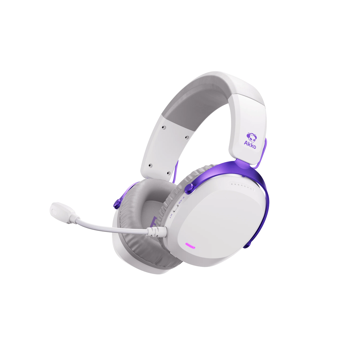 Headset gamer Akko sem fio branco e roxo