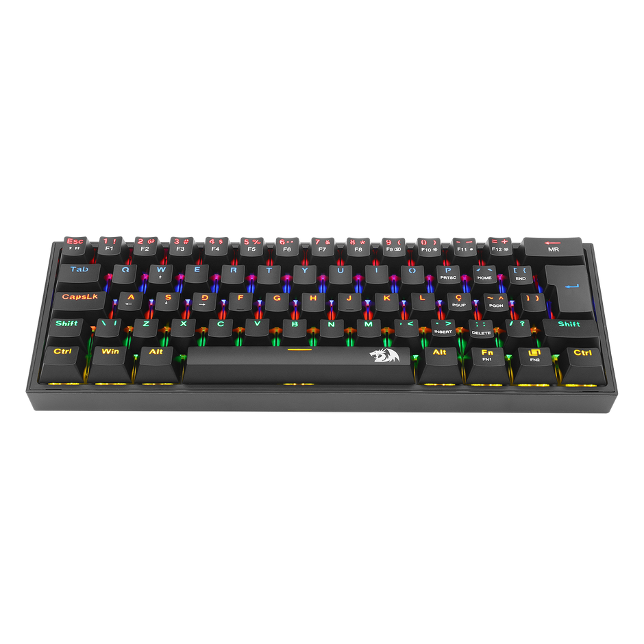 Teclado Mecânico Redragon Fizz Preto Rainbow Switch Brown Marrom PT-BR ABNT2 — foto 4