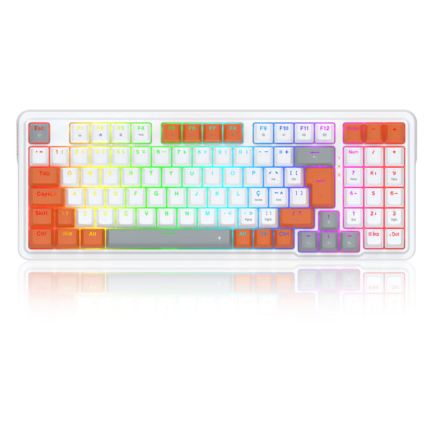 Teclado Redragon Gloria Branco e Laranja RGB Mecânico compacto com Switch Red — foto 1