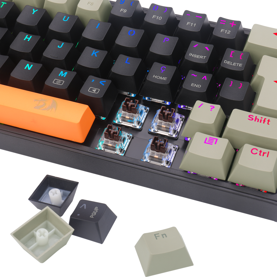 Teclado Mecânico Gamer Redragon Fizz RGB Laranja Preto e Cinza Switch Brown Marr — foto 8