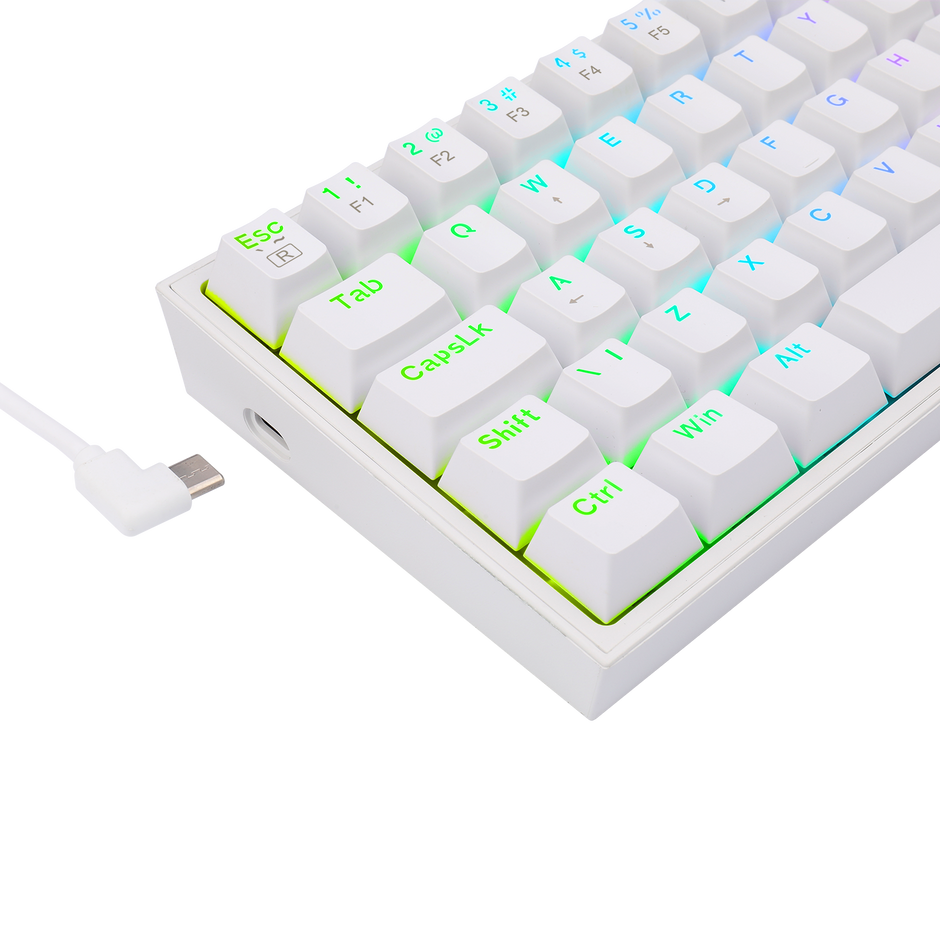 Teclado Mecânico Gamer Redragon Fizz K617 RGB Branco Switch Brown ABNT2