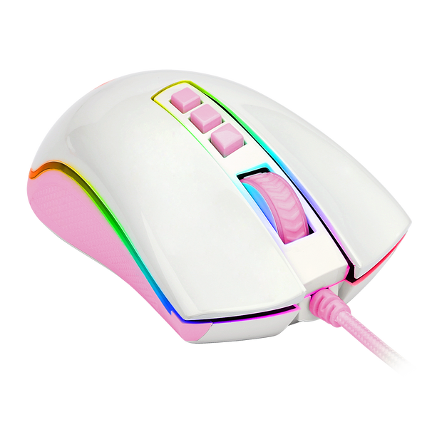 Mouse Gamer Cobra RGB Branco Com Rosa M711WP — foto 2