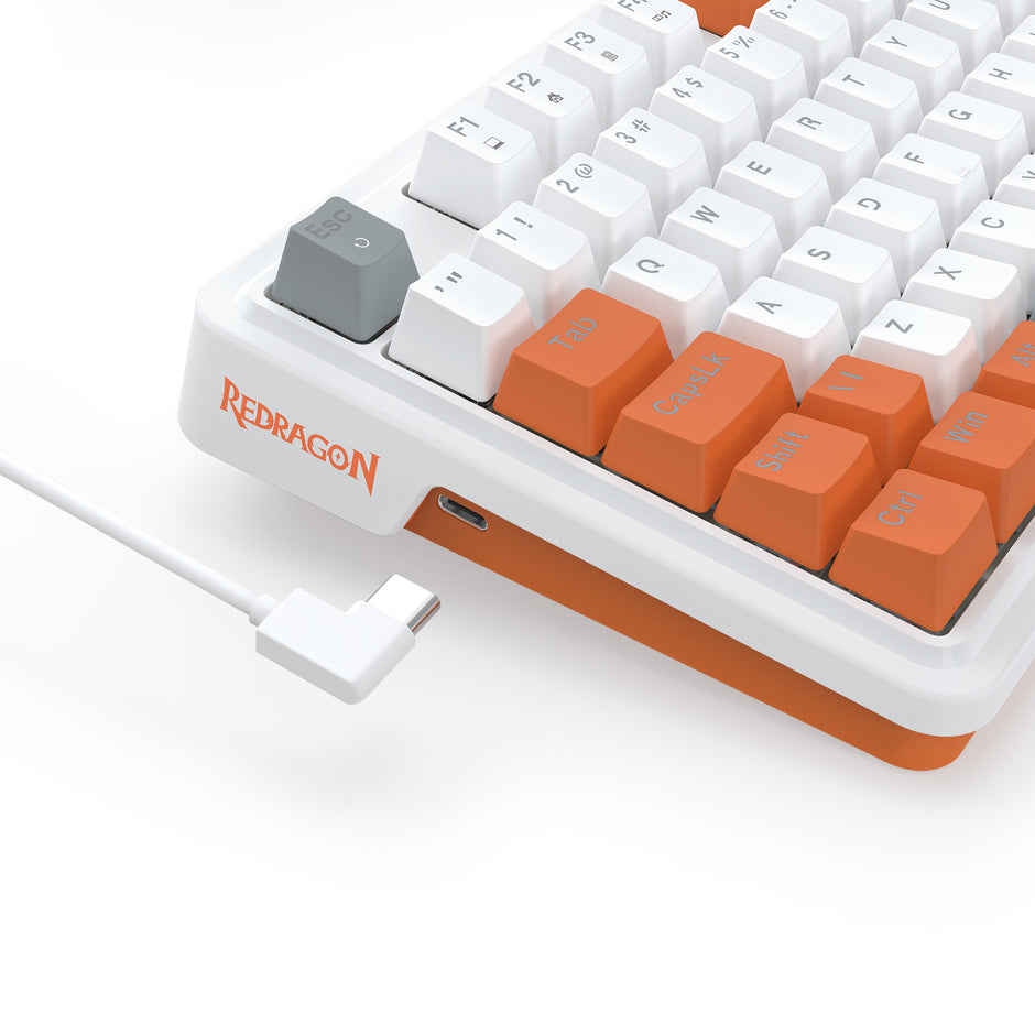 Teclado Redragon Gloria Branco e Laranja RGB Mecânico compacto com Switch Red — foto 4