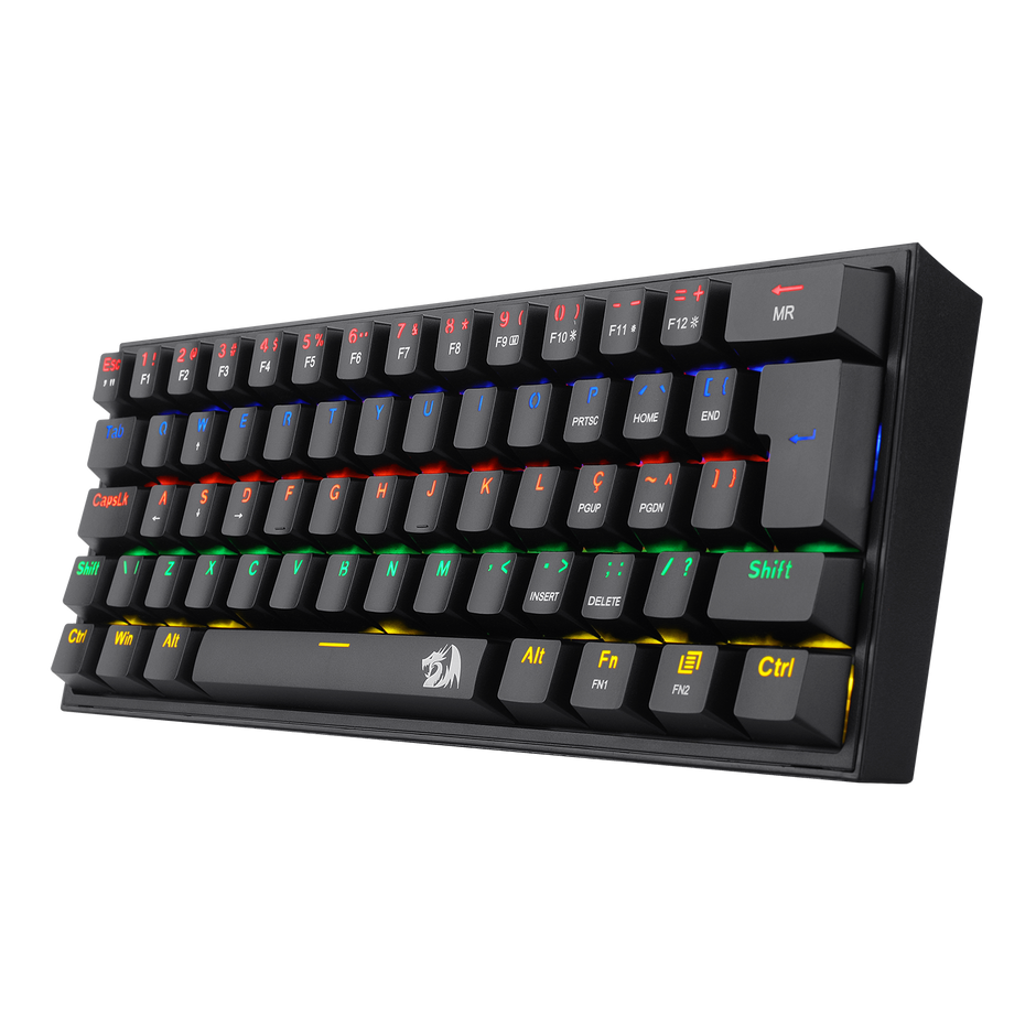 Teclado Mecânico Redragon Fizz Preto Rainbow Switch Brown Marrom PT-BR ABNT2 — foto 3