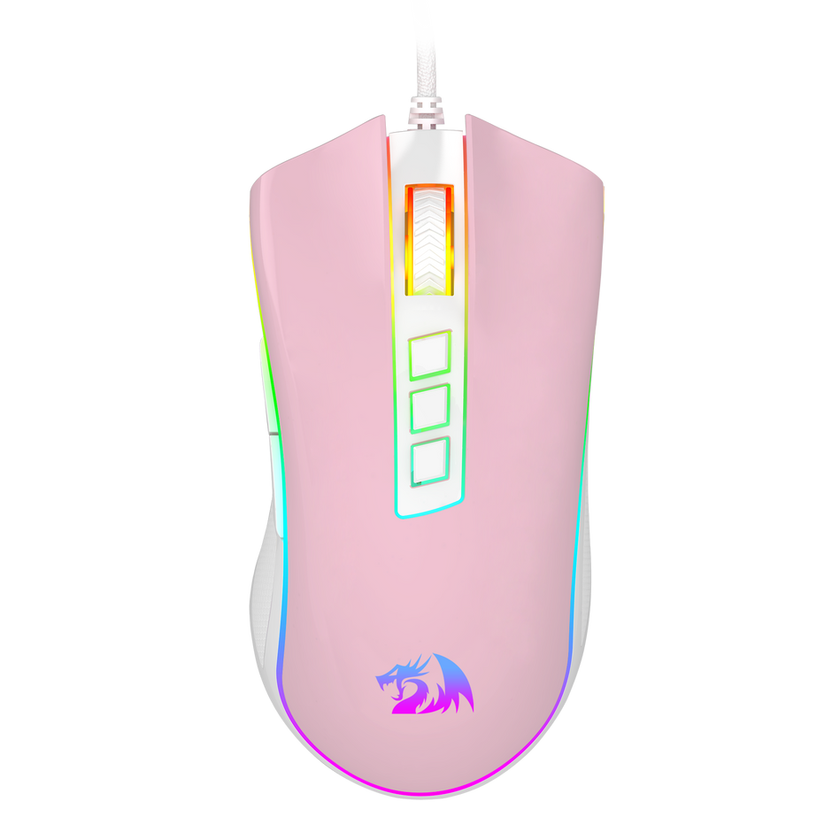 Mouse Gamer Cobra Redragon Rgb Rosa Com Branco - M711PW — foto 1