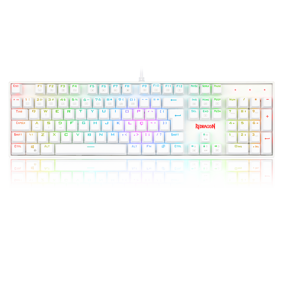 Teclado Mecânico Redragon Mitra RGB Branco Switch Red Vermelho PT-BR ABNT-2 K551 — foto 7