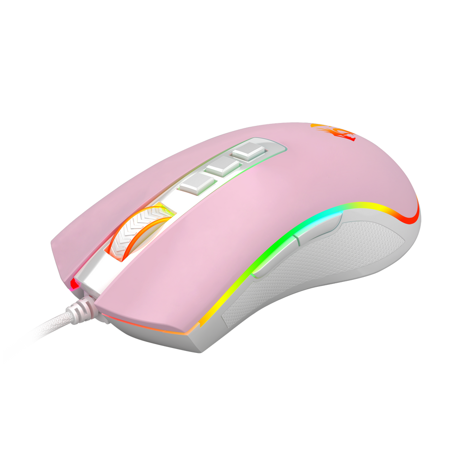 Mouse Gamer Cobra Redragon Rgb Rosa Com Branco - M711PW — foto 4
