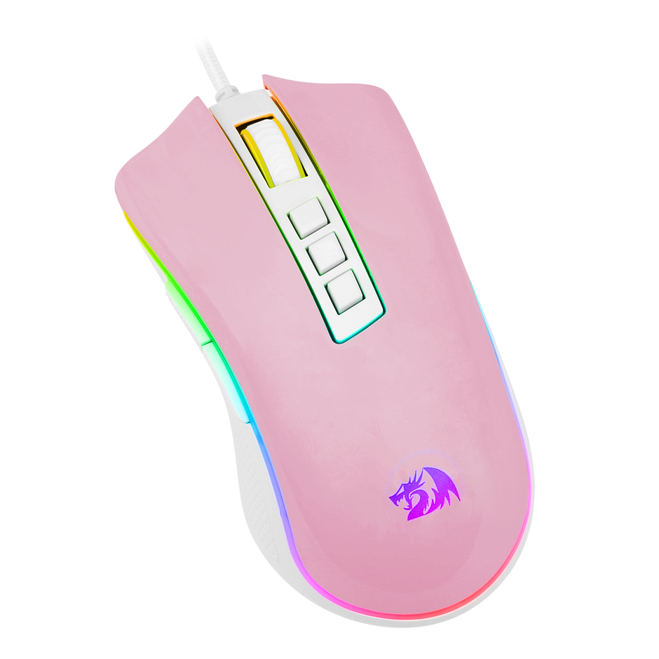 Mouse Gamer Cobra Redragon Rgb Rosa Com Branco - M711PW — foto 3