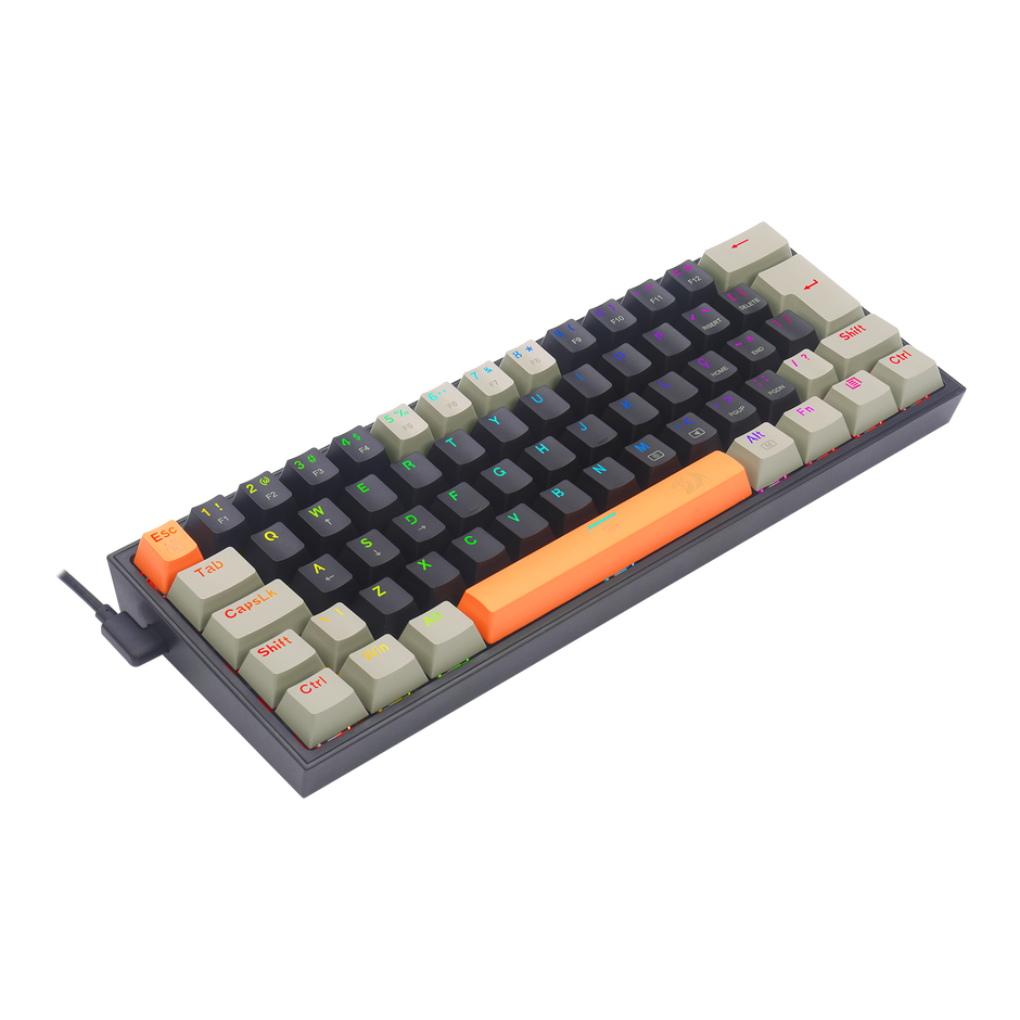 Teclado Mecânico Gamer Redragon Fizz RGB Laranja Preto e Cinza Switch Brown Marr — foto 5