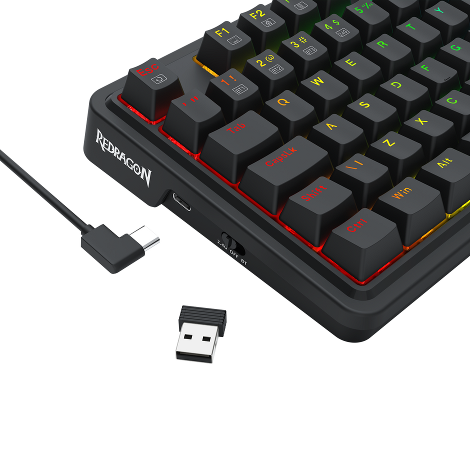 Teclado Gamer Redragon Ucal Pro RGB Preto 75% Switch Marrom com Knob de Volume — foto 5