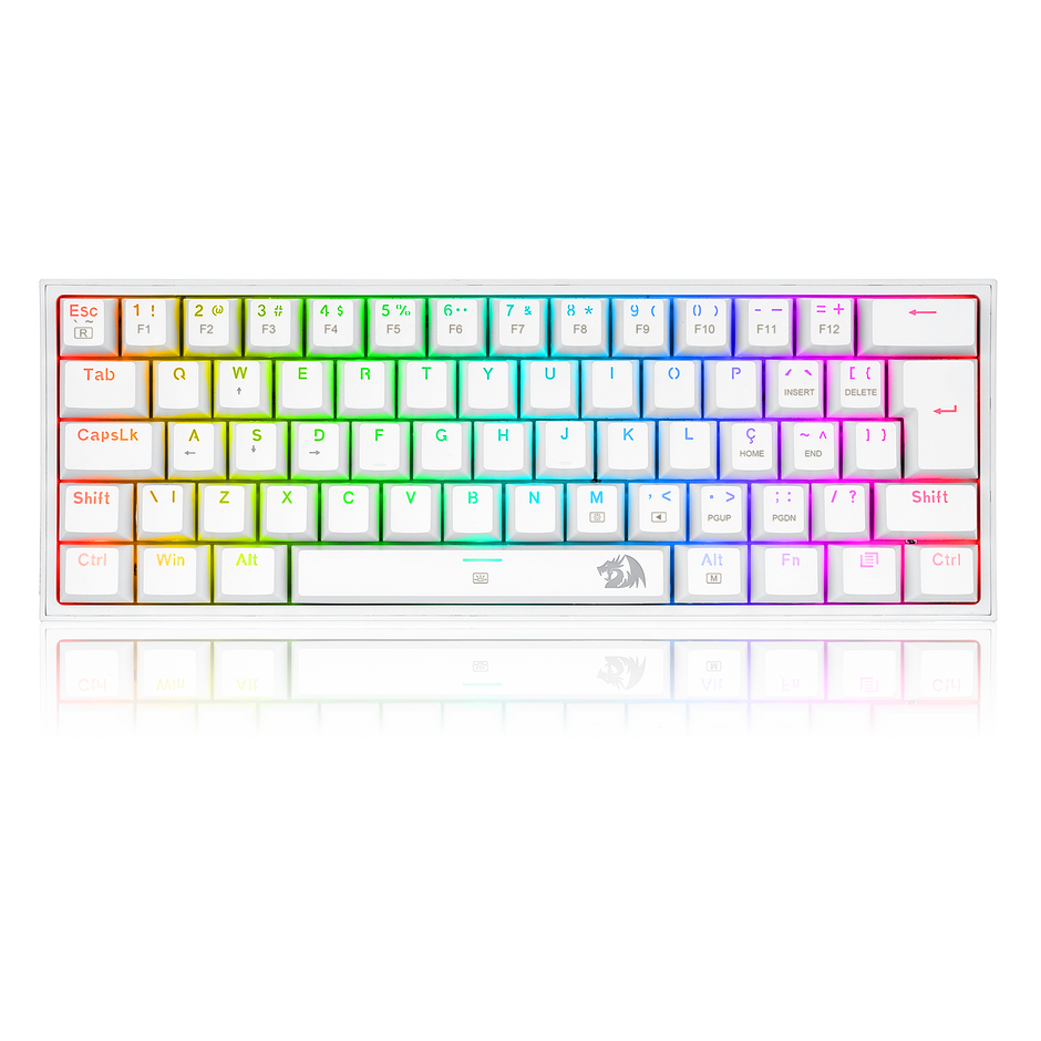 Teclado Mecânico Gamer Redragon Fizz K617 RGB Branco Switch Brown ABNT2