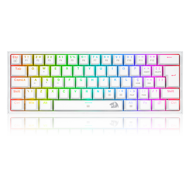 Teclado Mecânico Gamer Redragon Fizz K617 RGB Branco Switch Brown ABNT2