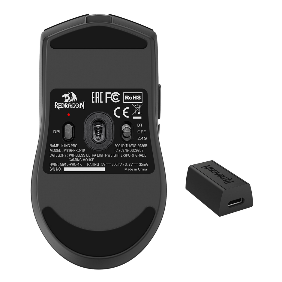 Mouse Gamer sem fio Redragon King Pro 4k Preto PAW3395 4000Hz — foto 8