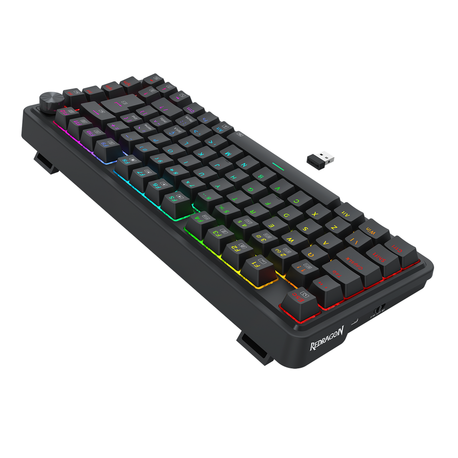 Teclado Gamer Redragon Ucal Pro RGB Preto 75% Switch Marrom com Knob de Volume — foto 4