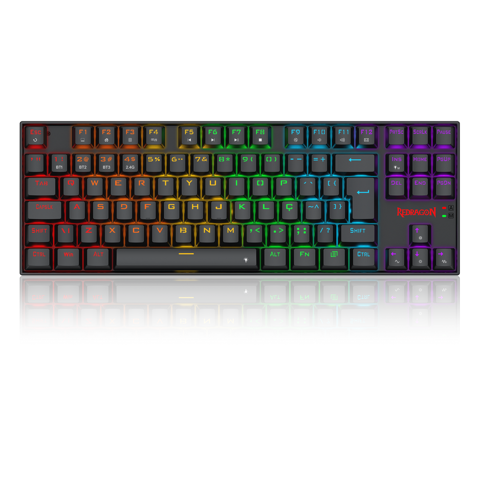 Teclado Gamer Redragon Kumara Elite Rainbow Preto USB Tipo-C Removível Switch Ma — foto 1