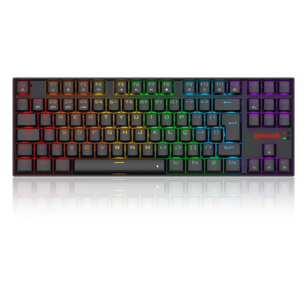 Teclado Gamer Redragon Kumara Elite Rainbow Preto USB Tipo-C Removível Switch Ma — foto 1