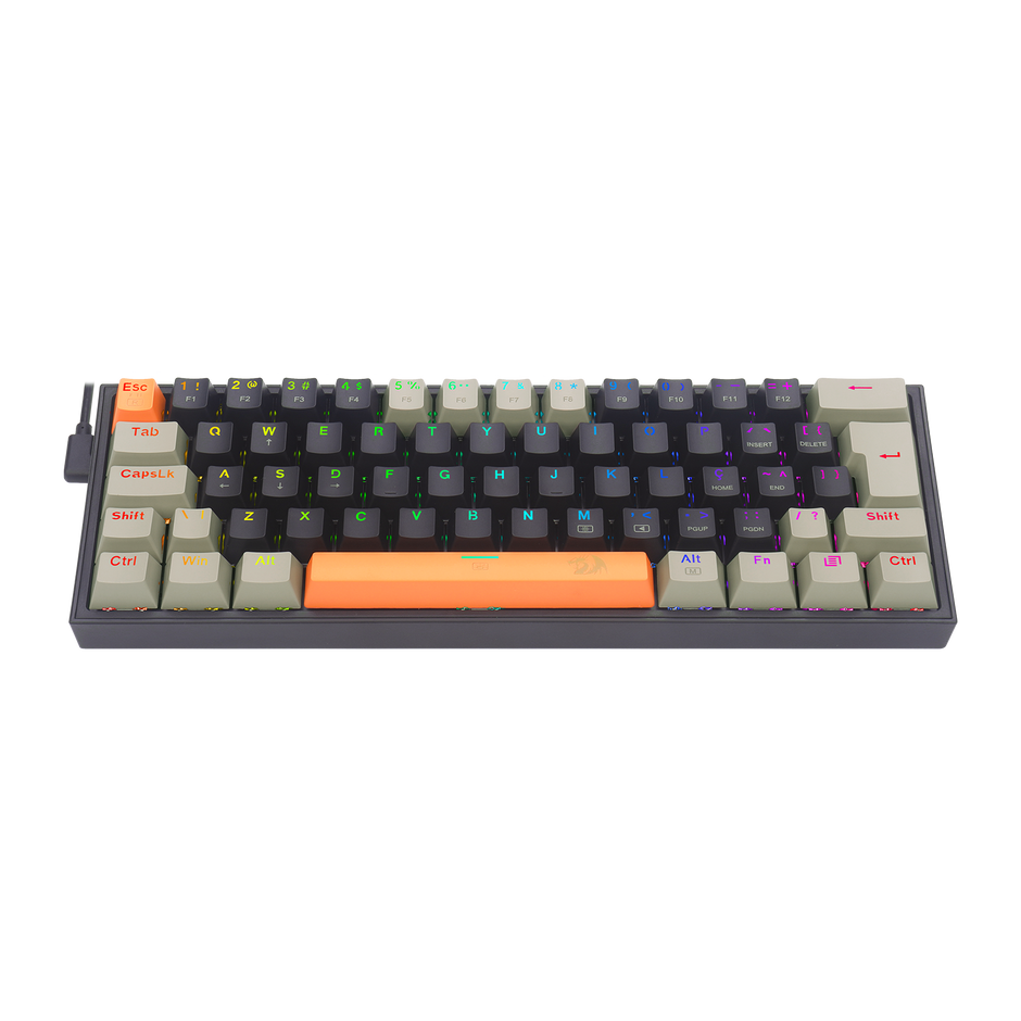 Teclado Mecânico Gamer Redragon Fizz RGB Laranja Preto e Cinza Switch Brown Marr — foto 4