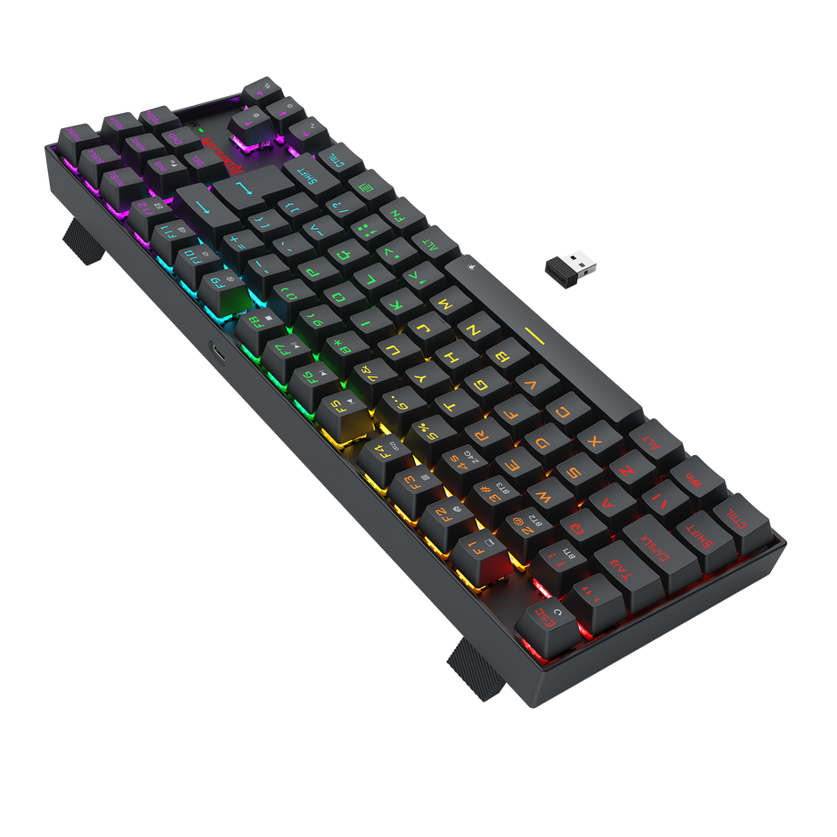 Teclado Gamer Redragon Kumara Elite Rainbow Preto USB Tipo-C Removível Switch Ma — foto 4