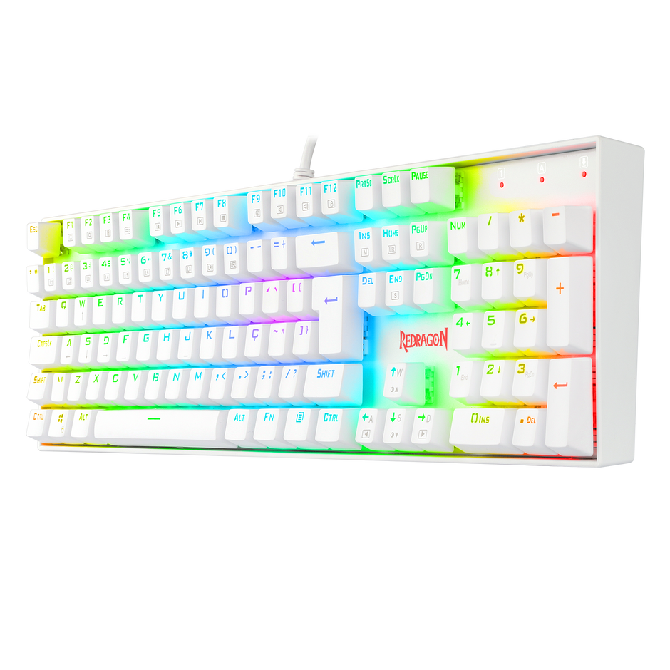 Teclado Mecânico Redragon Mitra RGB Branco Switch Red Vermelho PT-BR ABNT-2 K551 — foto 3