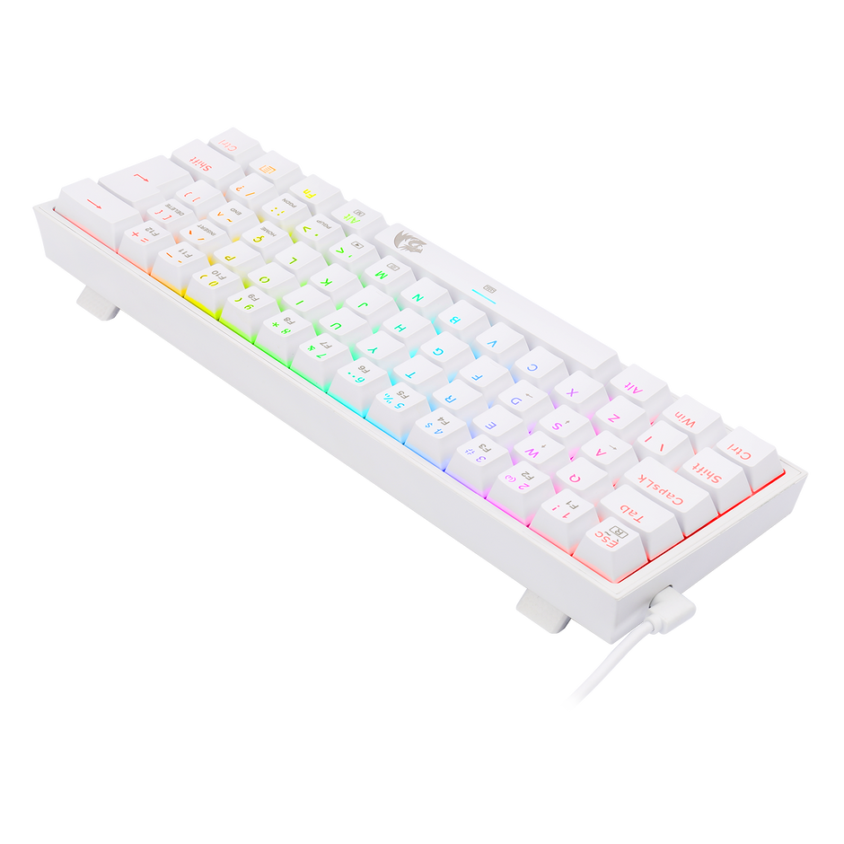 Teclado Mecânico Gamer Redragon Fizz K617 RGB Branco Switch Brown ABNT2