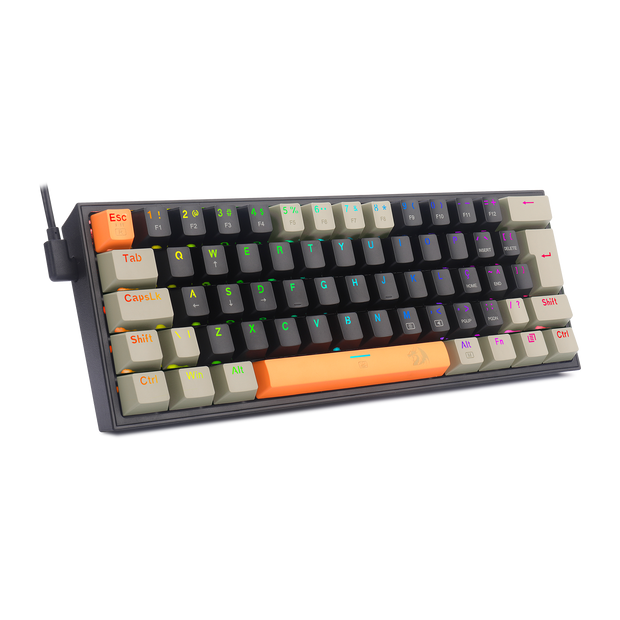 Teclado Mecânico Gamer Redragon Fizz RGB Laranja Preto e Cinza Switch Brown Marr — foto 2