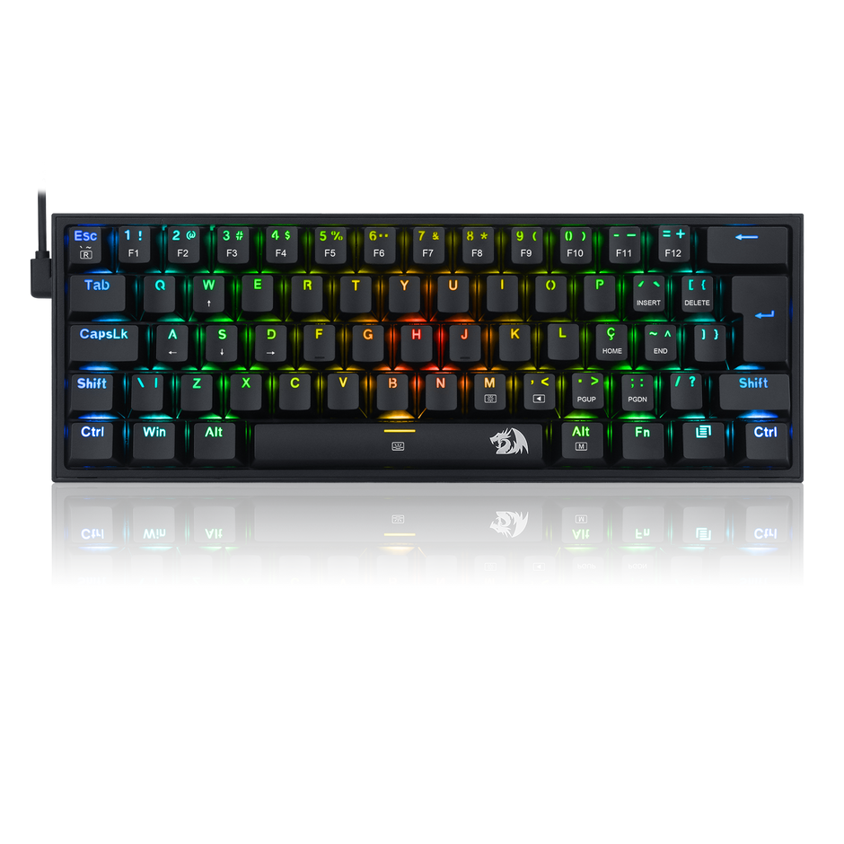 Teclado Mecânico Gamer Redragon Fizz Preto RGB Switch Red Vermelho PT-BR ABNT2 — foto 1