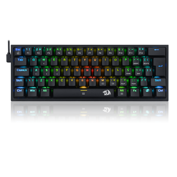 Teclado Mecânico Gamer Redragon Fizz Preto RGB Switch Red Vermelho PT-BR ABNT2 — foto 1