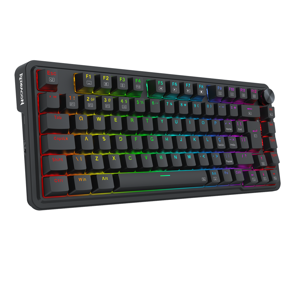 Teclado Gamer Redragon Ucal Pro RGB Preto 75% Switch Marrom com Knob de Volume — foto 2