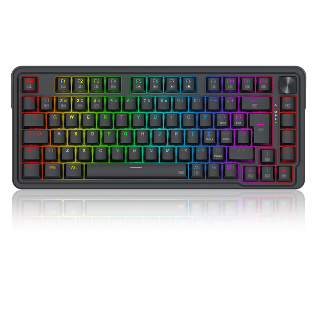 Teclado Gamer Redragon Ucal Pro RGB Preto 75% Switch Marrom com Knob de Volume — foto 1