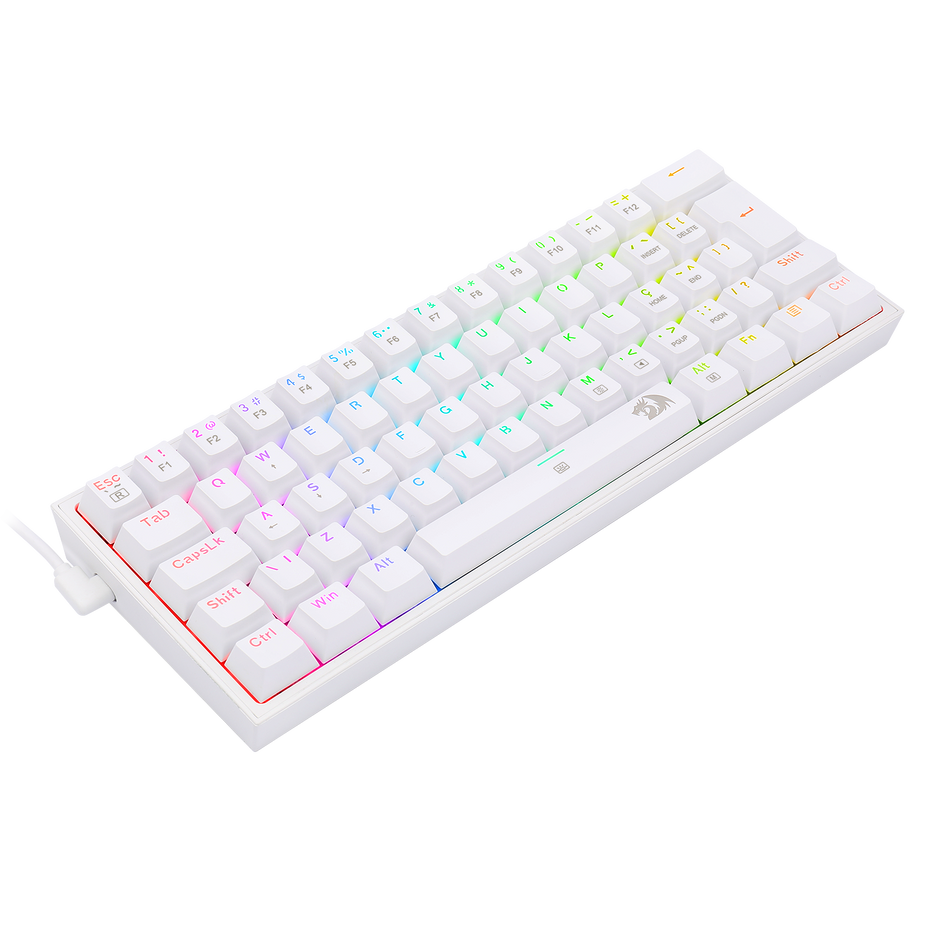 Teclado Mecânico Gamer Redragon Fizz K617 RGB Branco Switch Brown ABNT2
