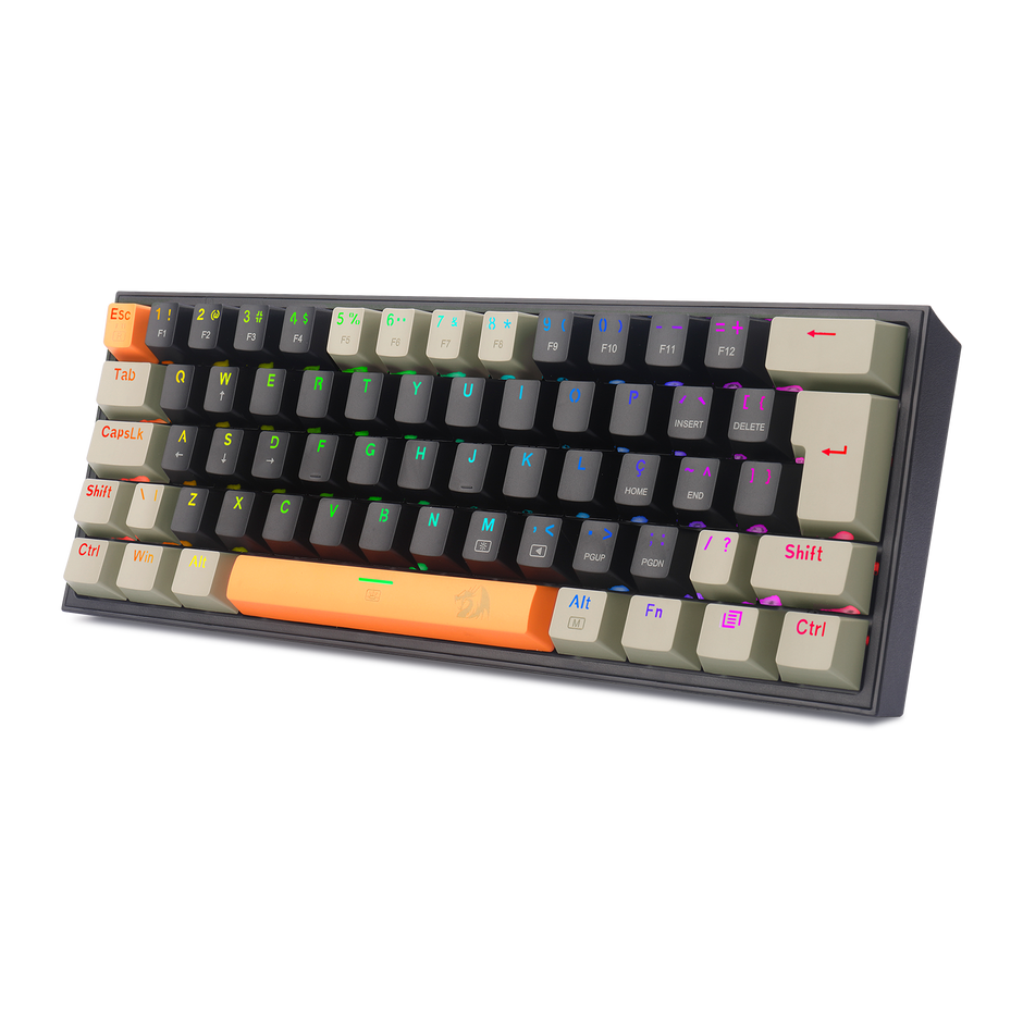 Teclado Mecânico Gamer Redragon Fizz RGB Laranja Preto e Cinza Switch Brown Marr — foto 3