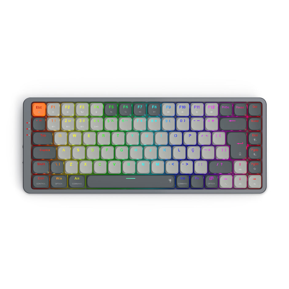 Teclado Redragon Azure Wireless Bt Sw Brown K652gg-rgb-pro Cinza Inglês Internacional - RGB - Cinza - Inglês internacion