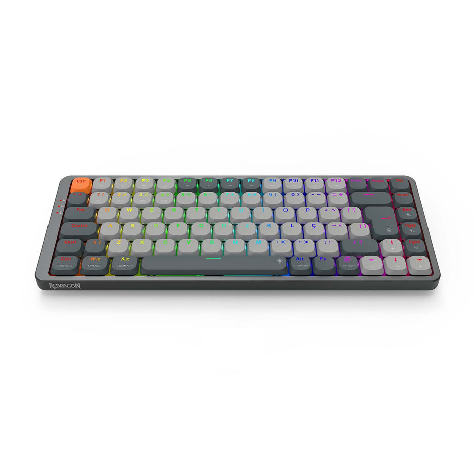 Teclado Redragon Azure Wireless Bt Sw Brown K652gg-rgb-pro Cinza Inglês Internacional - RGB - Cinza - Inglês internacion