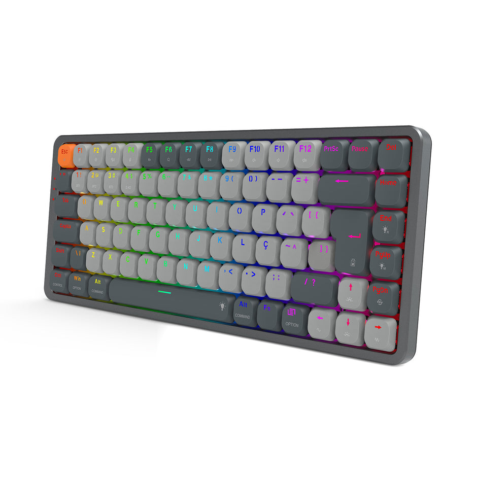 Teclado Redragon Azure Wireless Bt Sw Brown K652gg-rgb-pro Cinza Inglês Internacional - RGB - Cinza - Inglês internacion