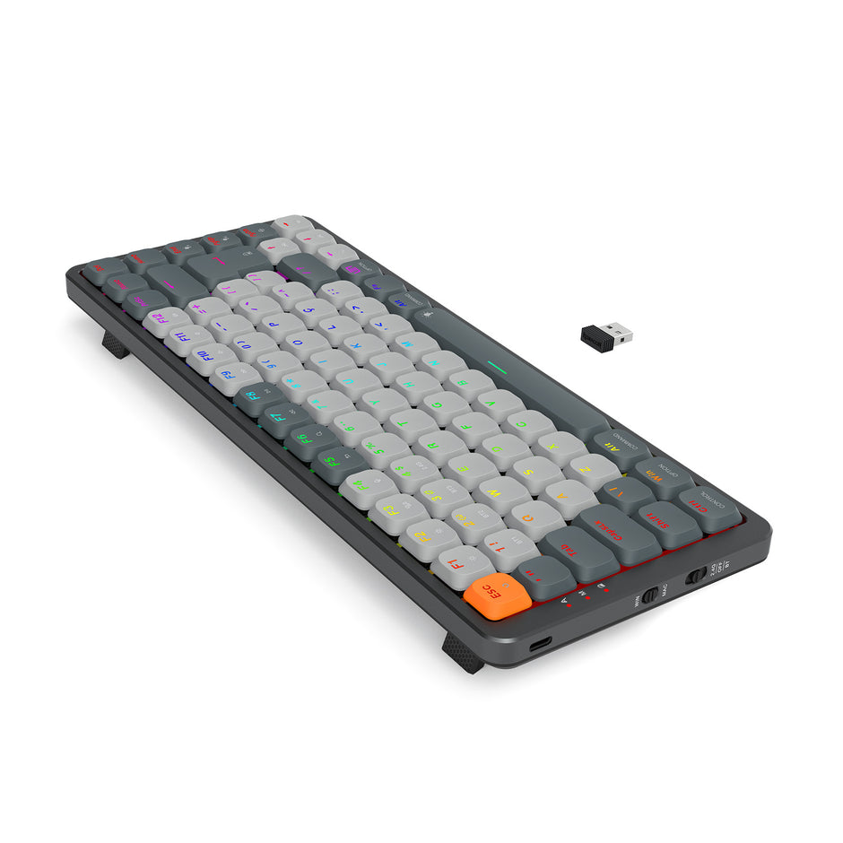 Teclado Redragon Azure Wireless Bt Sw Brown K652gg-rgb-pro Cinza Inglês Internacional - RGB - Cinza - Inglês internacion